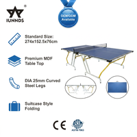 Table de tennis de table IUNNDS robuste avec plateau en MDF de 15 mm, pliable, pour l'intérieur, avec pieds en acier, pour les écoles et les clubs