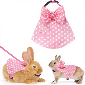 ชุดสายจูงและปลอกคอกระต่าย Habbiful - ไนลอน ป้องกันการหลุดรอด ระบายอากาศ ลายจุด ใช้ได้ทุกฤดู สำหรับการฝึกกลางแจ้ง เดินเล่น และตั้งแคมป์ - Product Image 1