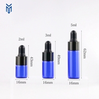 Vente en gros de flacons en verre bleu de 2 ml, 3 ml, 5 ml, flacon pour huile essentielle, flacon pour sérum, mini flacon compte-gouttes en verre bleu