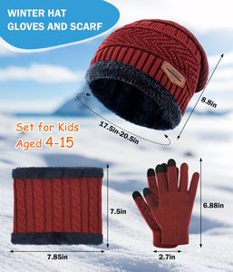 <span class=keywords><strong>Ensemble</strong></span> hiver 3 pièces pour enfants : <span class=keywords><strong>bonnet</strong></span>, écharpe et <span class=keywords><strong>gants</strong></span> tactiles, uni, chaud, épais, avec protection du <span class=keywords><strong>cou</strong></span>, pour activités <span class=keywords><strong>de</strong></span> plein air - Product Image 2