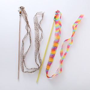 Commercio all'ingrosso di qualità personalizzato di lusso doppio lato nastro arcobaleno leopardo presa in giro bastone interattivo per animali domestici cani e gatti - Product Image 1