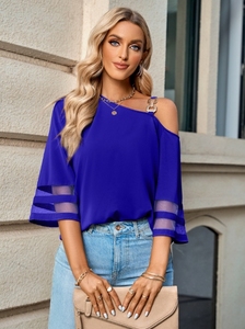 <span class=keywords><strong>Camicia</strong></span> a spalla singola Casual tinta unita in metallo con bottoni europei ed americani primavera ed estate - Product Image 4