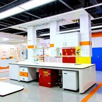 Meubles de laboratoire modernes en acier inoxydable TMOON, personnalisables, résistants à la corrosion, plan de travail en phénolique, atelier commercial