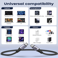 Kabel USB 2.0 240W 48V 5A USB C ke USB C Kabel Data Tipe C Kabel Pengisian Daya Super Cepat Kabel Data untuk iPhone 15 Android PC