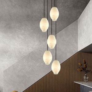 Modern Stone Pendant <b>Light</b> Round E27 <b>LED</b> White Nordic Minimalist Chandelier For Restaurant Bar Bedroom - Product Image 5