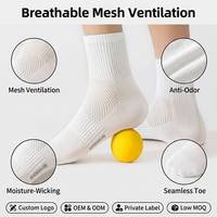Chaussettes de sport respirantes en coton à maille pour hommes, avec logo personnalisé, certifiées OEKO-TEX100, anti-odeur, évacuant l'humidité, sans coutures, vente en gros