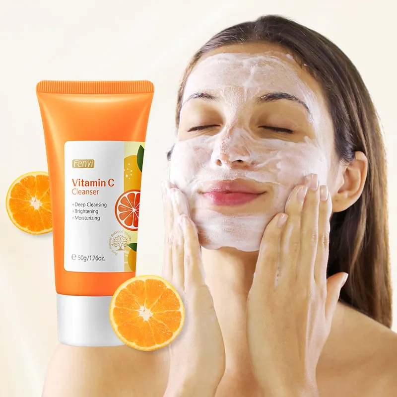 Nettoyant pour le visage à la vitamine C naturelle pure 50g nettoyage en profondeur des pores hydratant hydratant lait nettoyant pour l'acné