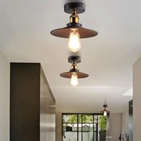TSINYE-Plafonnier Vintage en Métal Noir, Applique Murale Industrielle avec Chaîne à Tirer