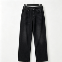 Jean large délavé brodé sur mesure pour homme, taille mi-haute, coupe droite ample, en denim vintage écologique, style minimaliste urbain