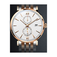 Montres mécaniques automatiques en acier pour hommes, design d'usine et personnalisation par lots, affichage 24 heures, pour marque privée