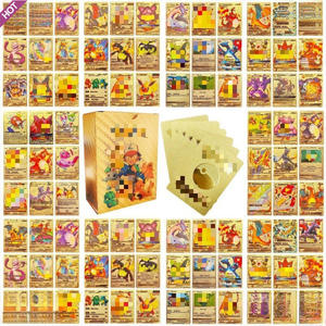 Ensemble de cartes à collectionner en PVC de qualité supérieure avec boîte cadeau, 100 pièces, cartes de collection en feuille d'or Pokemoned, finition brillante, anime pour les fans de TCG, collectionneurs - Product Image 4