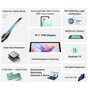 DOOGEE T10S แท็บเล็ตใหม่บางเฉียบ รองรับ 4G คู่ Wi-Fi หน่วยความจำ 3+32GB กล้อง 5+8MP หน้าจอ 10.1 นิ้ว FHD รองรับ Widevine L1 ระบบปฏิบัติการ Android 13.0 แบตเตอรี่ 8000mAh - Product Image 3