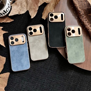Funda de Teléfono al por Mayor con Lente Electrochapada, de Piel de Oveja y Cuero Sintético, para iPhone 17 16 15 14 13 12 Pro Max - Product Image 1