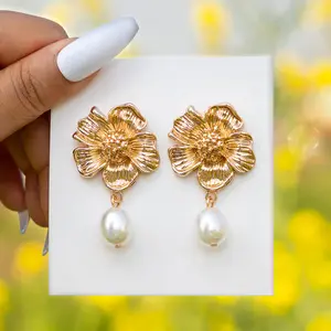 Kaimei-pendientes de Metal con perlas de imitación para mujer, aretes colgantes simples y exagerados, accesorios de joyería