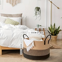 Grand panier de rangement rond en corde de coton avec poignées, bac de rangement pour jouets, pour chambre d'enfant, chambre à coucher, salon, organisation de la maison