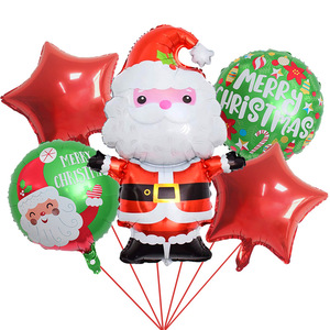 Dibujos animados de Papá Noel Árbol de Navidad Juego de <span class=keywords><strong>globos</strong></span> de papel de aluminio Color rojo y verde 5 piezas <span class=keywords><strong>Globos</strong></span> Formas personalizadas Patrones y tamaños - Product Image 1
