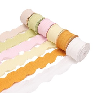 Cinta de Gasa con Volantes de 4 cm, Cinta de Lino con Borde Ondulado para Ramos del Día de la Madre y Decoración de Pasteles - Product Image 5