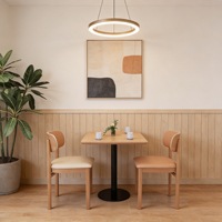 Ensemble de tables et chaises de restaurant en bois massif, style minimaliste moderne, pour usage commercial, hôtels, salons de thé, cafés, snack-bars/bar