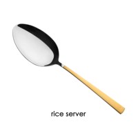 Ensemble d'ustensiles de cuisine en acier inoxydable doré mat personnalisé, 7 pièces, louche, cuillère à spaghetti, cuillère à servir le riz, écumoire, support