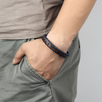 Bracelet en cuir pour homme MECYLIFE, deux tons, cordon tressé, fermoir magnétique