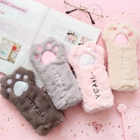 Mignon animal de compagnie chat griffe crayon sac étudiant grande capacité mignon en peluche papeterie boîte crayon sac femme papeterie cadeau