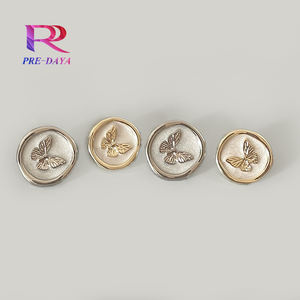 Vintage High Quality Fashion Designer Large Sew Gold Butterfly <strong>Metal</strong> Jeans <strong>Button</strong> Silver Pearl Mushroom Tack <strong>Button</strong> - Product Image 2