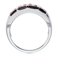 Bague Vintage en Argent 925 avec Rubis Sertis en Sceau, Coupe Coussin, Plaqué Rhodium, Design Large, pour Hommes et Femmes - Cadeau, Fête, Quotidien