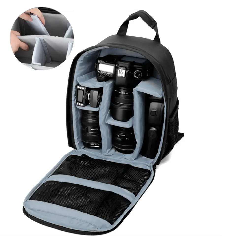 Zaino per fotocamera dslr impermeabile tasche separate borsa da viaggio per attrezzatura digitale e fotocamera antiurto per esterni