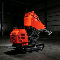 Mini-dumper chenillé diesel 1000 kg à levage hydraulique et benne basculante, chenilles en caoutchouc, pour la construction – Vente directe usine