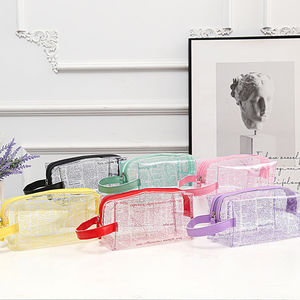 Bolsa de PVC con cremallera al mejor precio al por mayor, bolsa de PVC transparente personalizada con logotipo de diseño de moda, bolsa de cosméticos de PVC reutilizable - Product Image 1