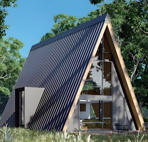 Moderno 60m ² A-Frame Prefab Estructura de acero Villa Directo de fábrica para vacaciones o apartamento Living - Product Image 2