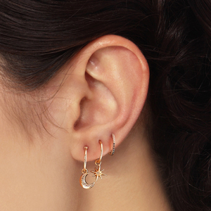 Boucles d'oreilles pendantes ROXI plaquées or 18 carats, bijoux en argent 925 avec zircon CZ, boucles d'oreilles lune et étoile - Product Image 3