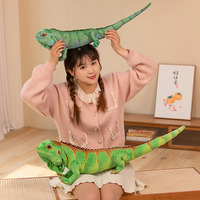 Peluche Dinosaure Lézard à Crinière Verte Simulation Anime Transfrontalière, Jouet en Coton PP 51cm-99cm, Animal Sauvage, Pâques, Anniversaire, Unisexe