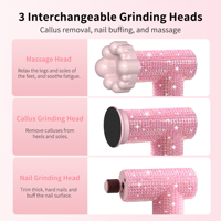 Lime à pieds électrique rechargeable, éliminateur de callosités, outil de pédicure premium rose diamant avec écran LED 60W pour soins des pieds à domicile