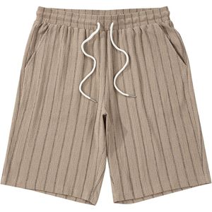 Shorts décontractés rayés pour homme FOXA, coupe décontractée, taille élastique avec cordon de serrage, respirants, en lin et coton - Product Image 5