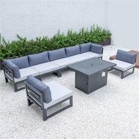 Canapés de jardin modernes, en aluminium, pour l'extérieur, Patio, toutes saisons, ensemble avec table de feu, livraison gratuite