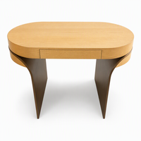 Bureau d'écriture en chêne arrondi avec tiroir frontal sculptural, table de bureau moderne pour la maison, mobilier en bois naturel