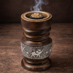 Encens Bakhoor artisanal de style indien, motif boisé, pour mariage, parfum aromatique religieux, écologique et durable - Product Image 1