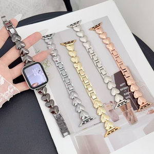 Cinturini di Lusso in Metallo 3D a Forma di Cuore per Apple Watch <span class=keywords><strong>Serie</strong></span> 11 10 42 46 40 49mm, Bracciale Sostitutivo da Polso, Cinturino Elegante per Ragazze - Product Image 1