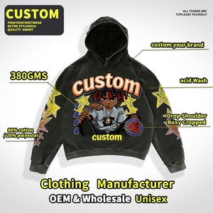 Hoodie surdimensionné en molleton bouclette épais, coupe carrée, personnalisable, avec impression DTG, effet délavé et usé, pour fabricants de vêtements - Product Image 2