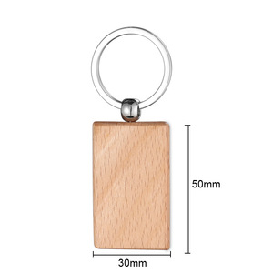 Premium Custom DIY Laser Engraved Logo Stainless Steel Wood Keychain Die Cutting Printing Beech Wood Carabiner Mingyang Brand