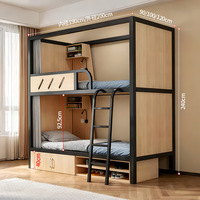 Lit en bois avec structure métallique pour dortoir étudiant, dortoir du personnel, séjour familial, lit superposé, mobilier de chambre