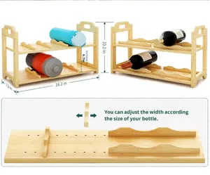 Organizador de botellas de agua de bambú, estante organizador de botellas de agua