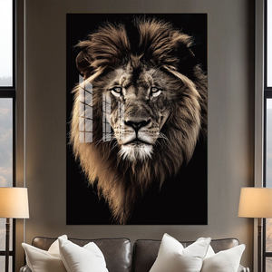 لوحة فنية حديثة من الزجاج بتصميمات مخصصة مطبوعة بأشواك قابلة للأشعة فوق البنفسجية رسومات على شكل حيوانات ثلاثية الأبعاد من البورسلين الكريستالي لتزيين غرفة المعيشة بالمنزل - Product Image 2