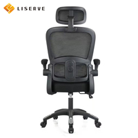 Chaise de bureau moderne à dossier haut en maille, avec soutien lombaire réglable, accoudoirs fixes ergonomiques, pivotante à 360°, inclinable, base en métal