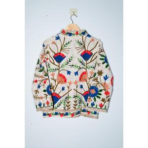 Chaqueta de Algodón con Bordado Floral a Mano para Mujer, Estilo Boho Étnico, Ecológica, Transpirable, Otoño Invierno, Manga Tres Cuartos, Corte Murciélago - Product Image 3