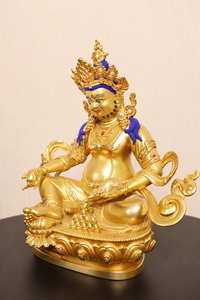 Estatua de Ángel Budista Jambhala de Latón Fundido Hecha a Mano Directo de Fábrica, Divinidad Tibetana de la Riqueza, Serigrafiada y Bañada en Oro para Templo - Product Image 2