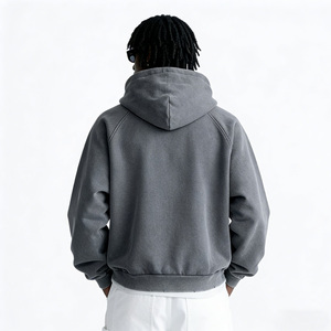 Sweat-shirts à capuche oversize à épaules tombantes, style streetwear, vintage, effet usé, 100% coton, haute qualité, lavage à l'acide - Product Image 2