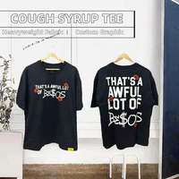 T-shirt personnalisé en gros avec motif graphique 'Sirop contre la toux', 240 grammes, en coton et fibre de bambou, imprimé décontracté, pour homme, manches courtes, col rond