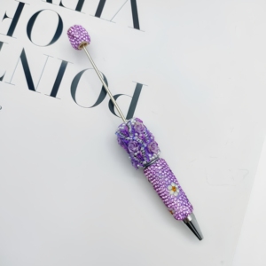 Stylo bille rotatif de luxe, orné de perles et entièrement serti de diamants, avec motif <span class=keywords><strong>papillon</strong></span>, rose et marguerite, au design élégant - Product Image 5